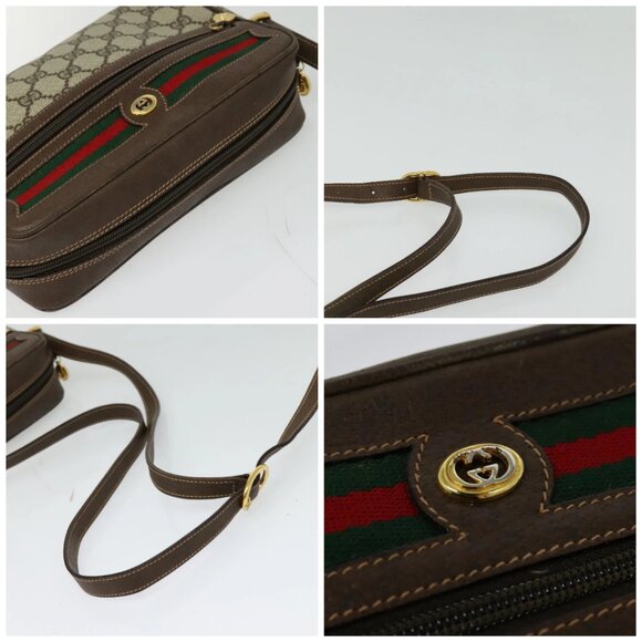 GUCCI GG Supreme Web Sherry Line Bag PVC Beige Gold 119 02 087 Auth 136367 - Picture 16 of 16